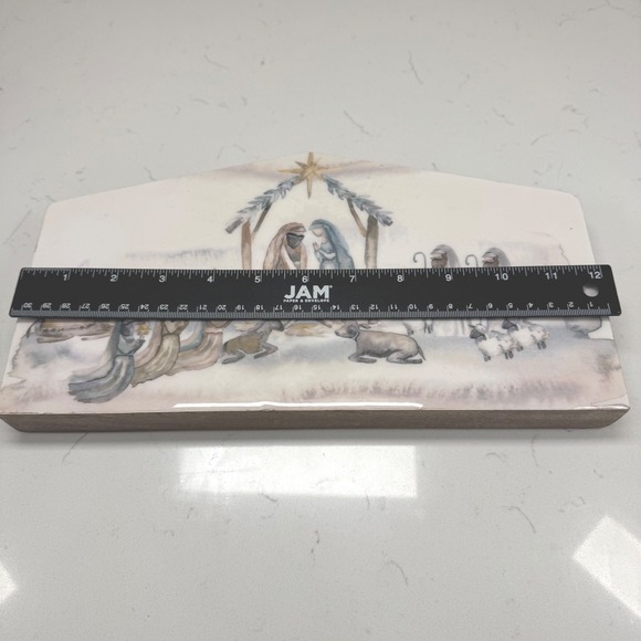 Nativity Scene Christmas Decor Wooden Religious Manger Decorative Art Block - Picture 5 of 7